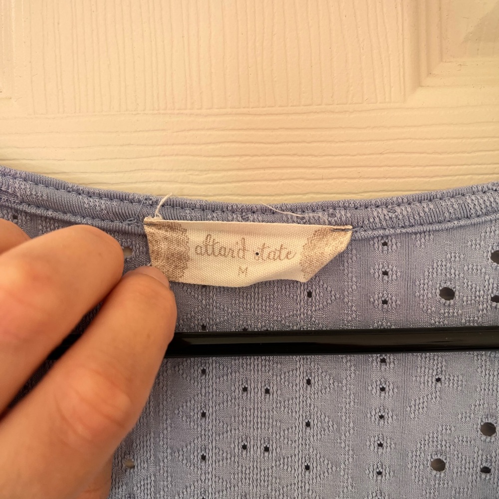 Altar’d State Blue Peplum Eyelet Top - Picture 4 of 6